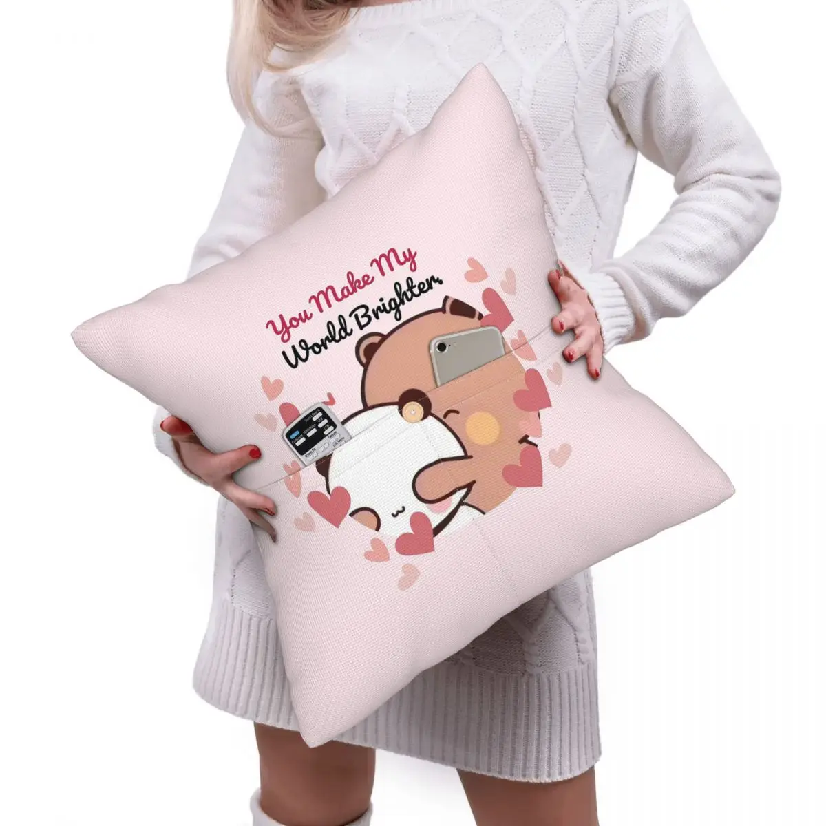 Panda Bear And Brownie True Love Happy Birthday BUBU DUDUCushion Cover Polyester Decor Bedroom Home Comfort Throw Pillow