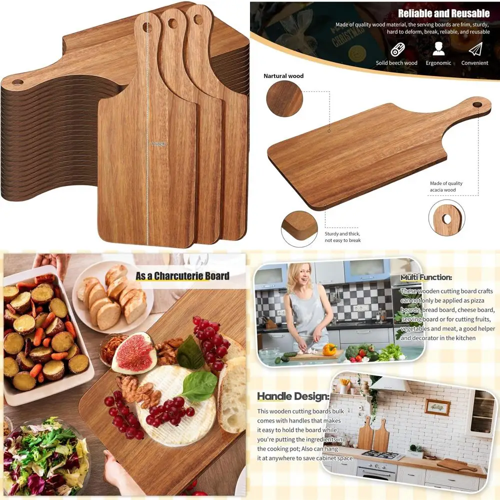 

Set of 24 Mini Acacia Wood Cutting Boards - 11x5 Inches for Engraving, Charcuterie, Wedding & Housewarming Gifts
