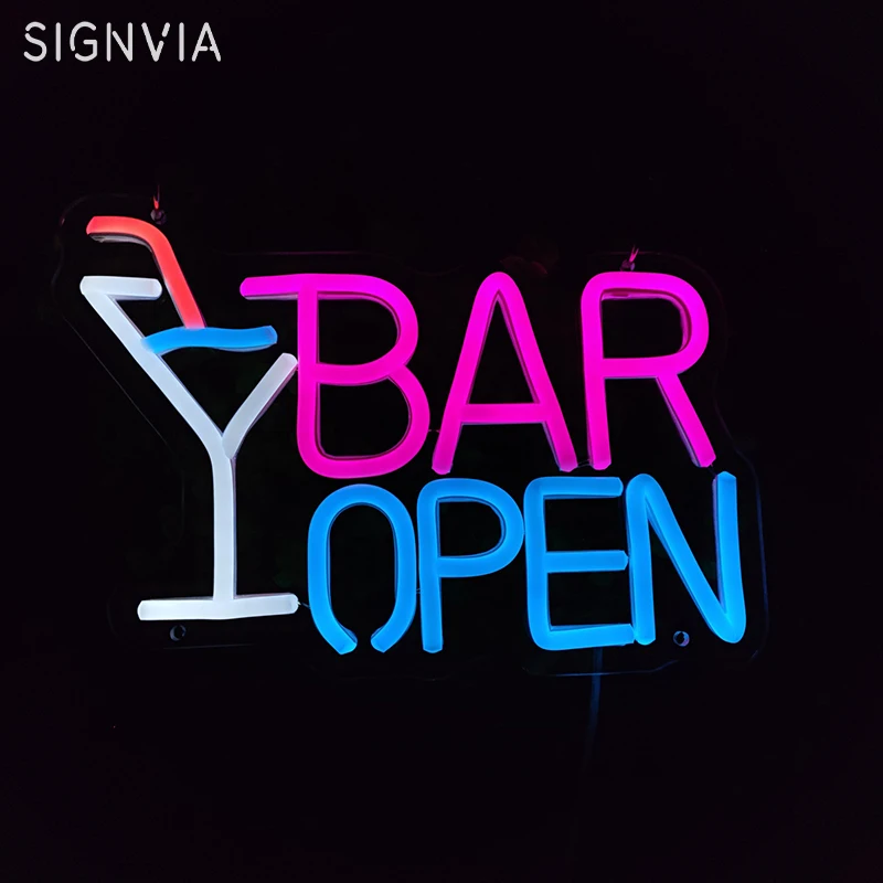Bar Open LED Neon Sign Business Party For Office Store Restaurant Cafe Open Sign Led Wall Decor Aesthetic Decoration Neon Lamp