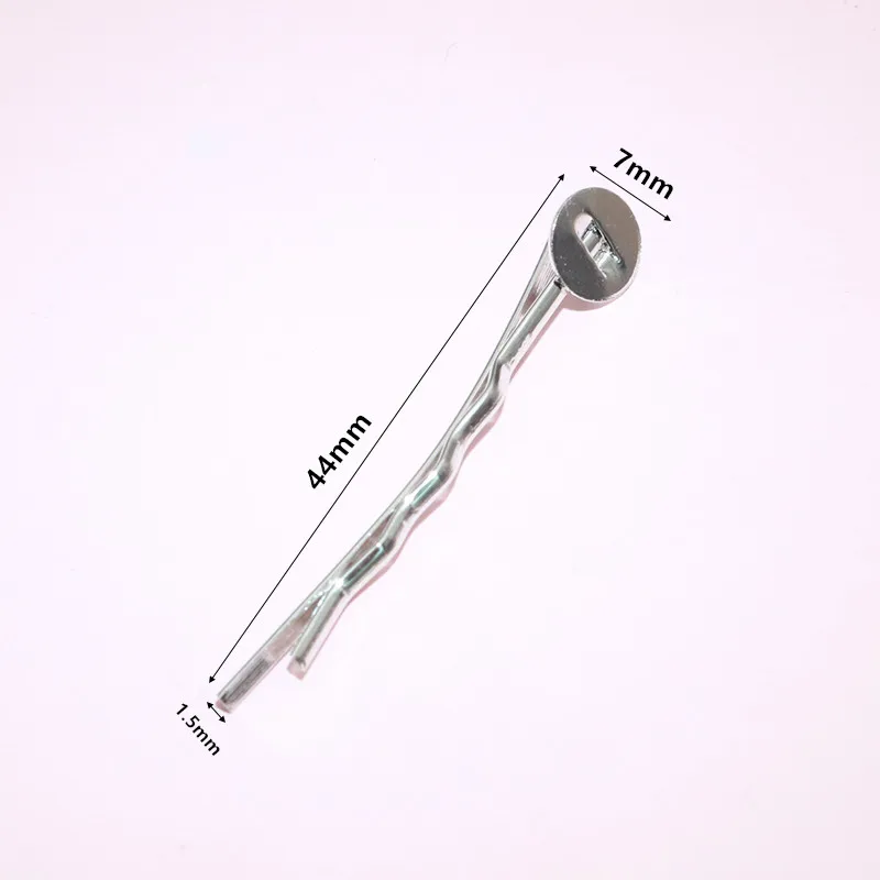 50pcs Hairpins Hair Clips Base Setting 7mm Inner Size Cabochons Flat Bezel Tray 44mm Length DIY Hairpin Jewelry Making Findings image 3