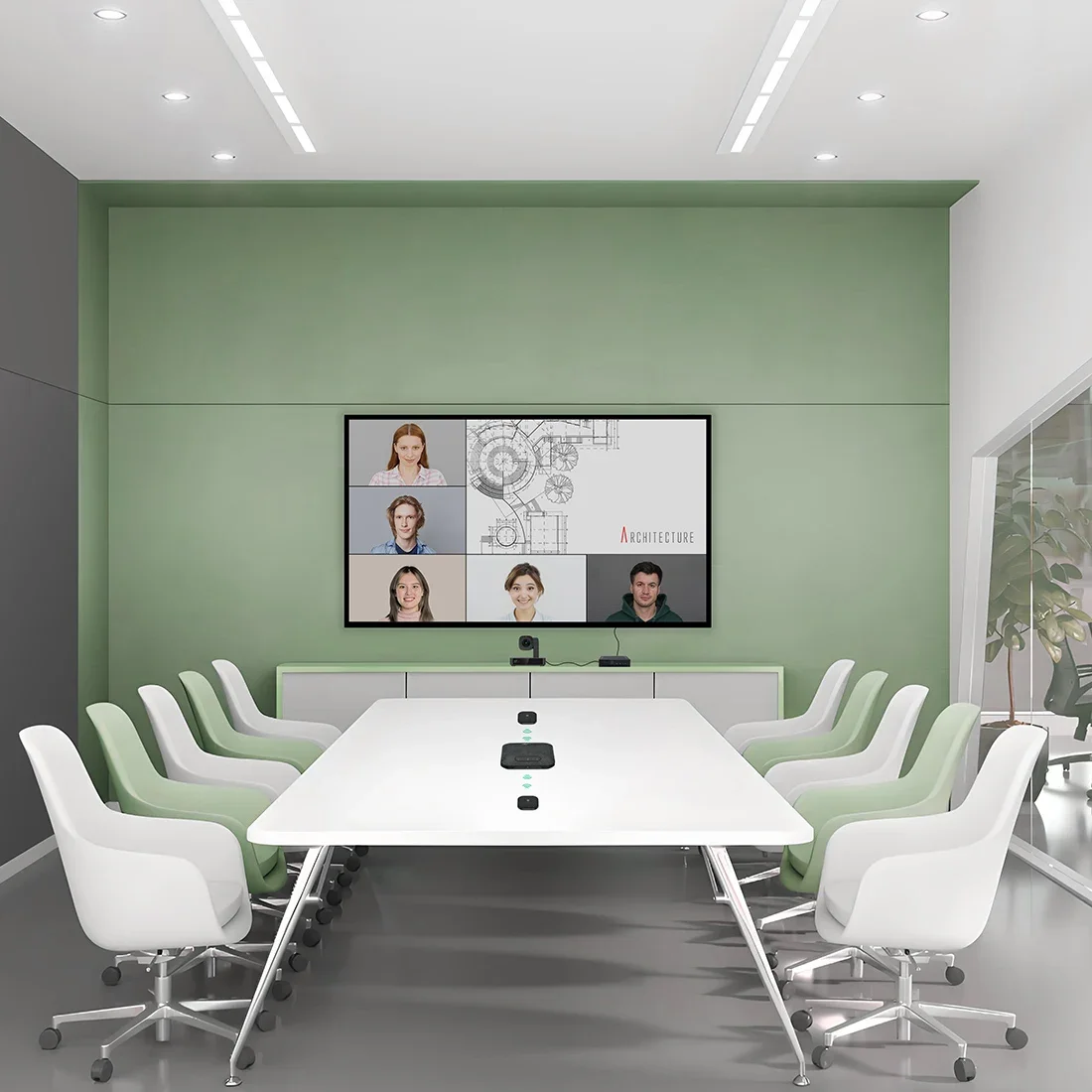 All-in-One Audio-Visual IntegrationCamera 4K with PTZ and AI - USB Speakerphone for Zoom, Teams, and Google Meet Conference