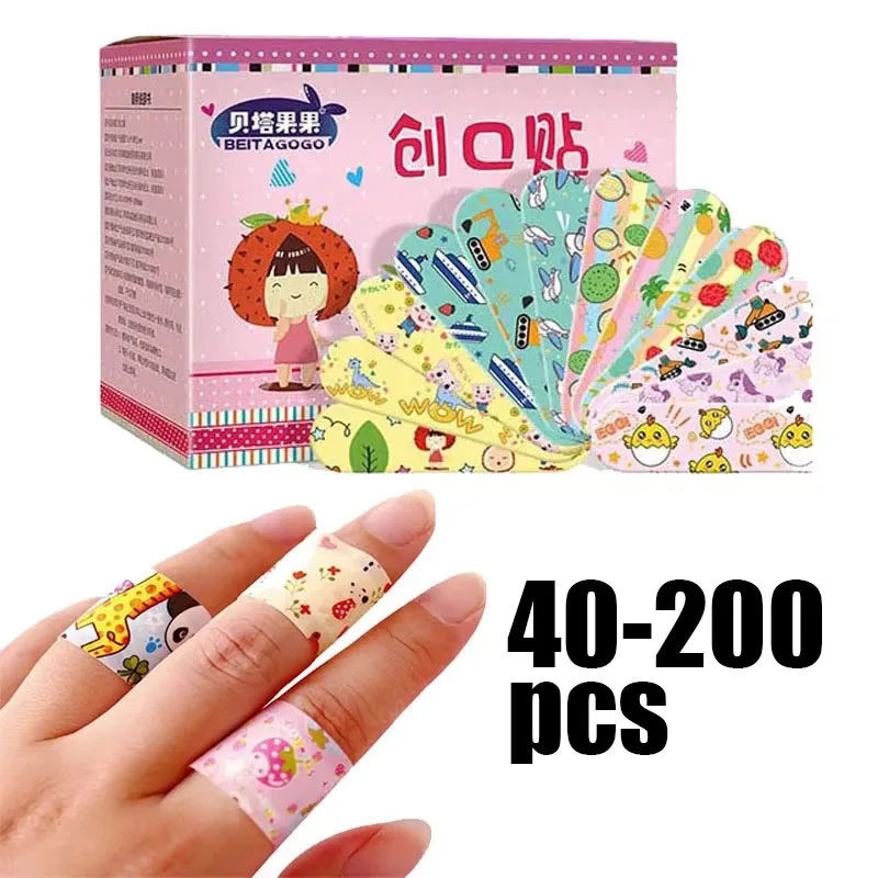 

40/80/120/160/200Pcs Cute Cartoon Kids Children's Adhesive Waterproof Breathable Band Aid Stickers Protection Girls Boys