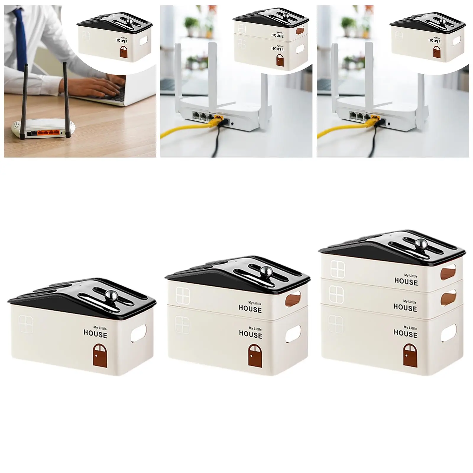 Router Storage Box Desktop Organizer Decorative Box Creative Ventilated Power Strip Box Hider for Household Living Room