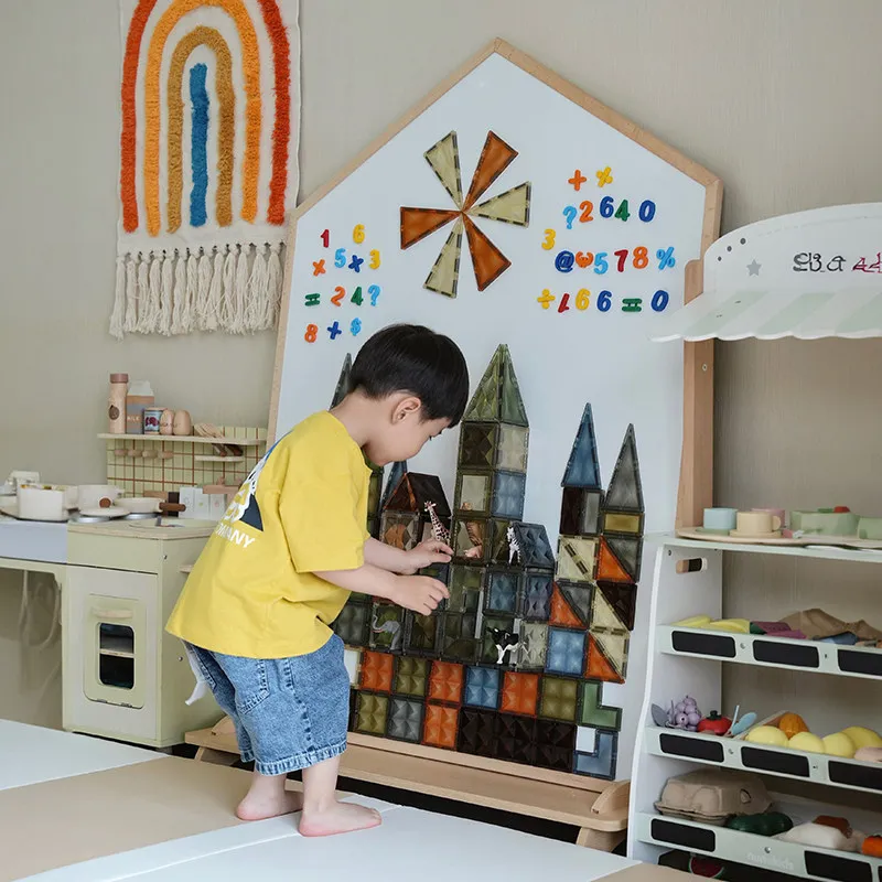 Children's drawing board dust-free magnetic graffiti small blackboard double-sided baby painting bracket type household