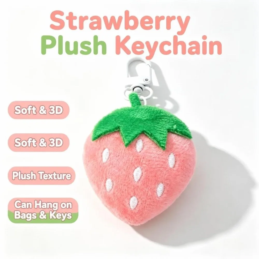 Kawaii Strawberry Keychain Soft Fruit Stuffed Fruit Stuffed Pendant Bag Decorations Key Accessories