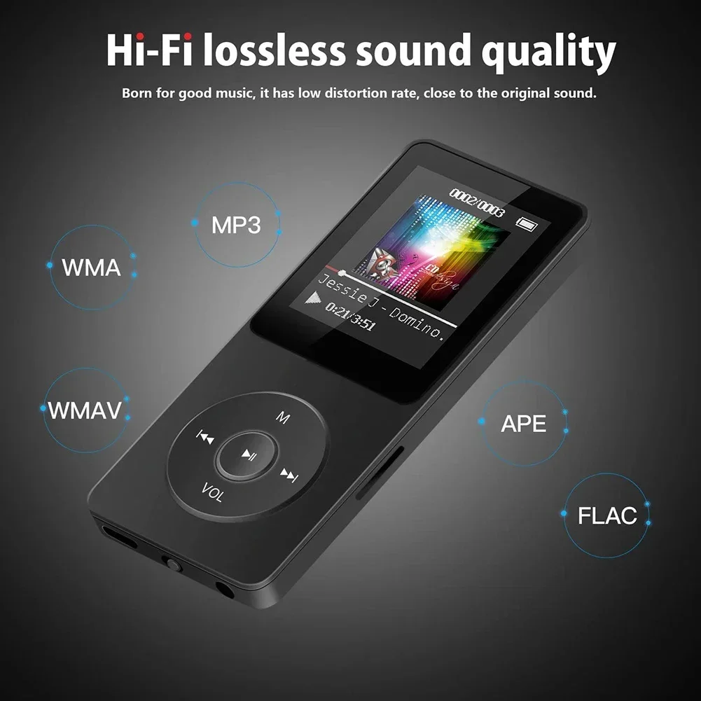 Lecteur MP3 Haut-parleur intégré Lecteur de musique portable Lecteur stéréo de musique Bluetooth-Compatible5.4 Prise en charge de la radio FM E-PleStatique