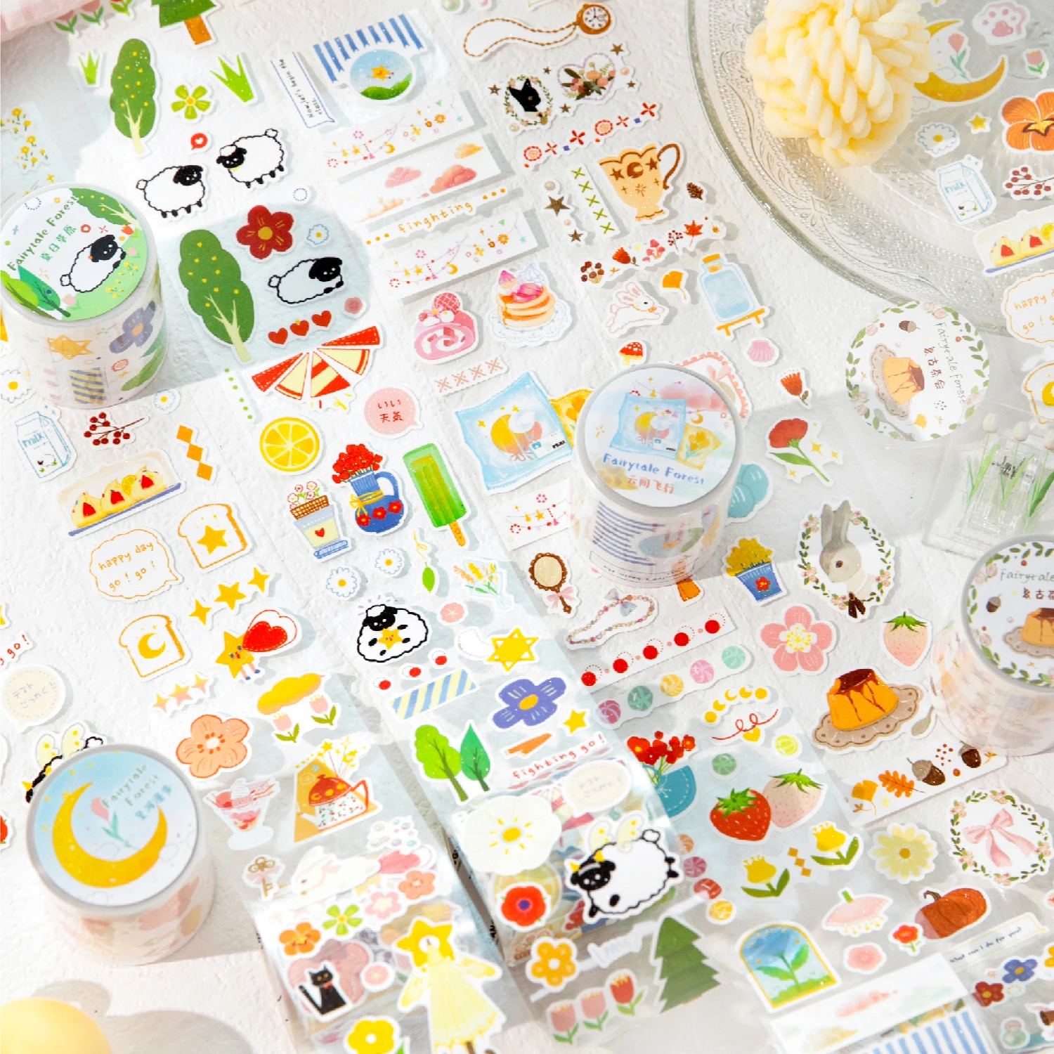 

Kawaii Cartoon Label，Journal Gadget Material，PET Tape，Creative DIY Collage，Scrapbooking Masking Tapes，School Stationery，50mm*2m