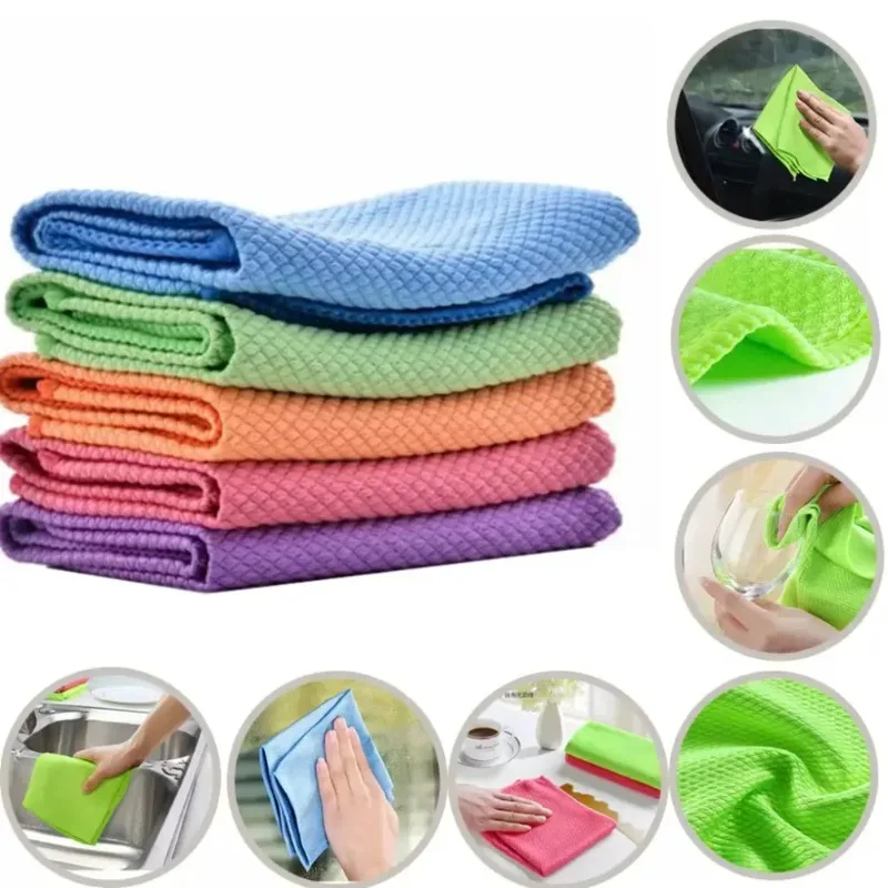Microfiber Cleaning Cloths, Reusable Lint-Free Highly Absorbent, Anti-Grease for Kitchen Bathroom Car and Multi-Surface Cleaning