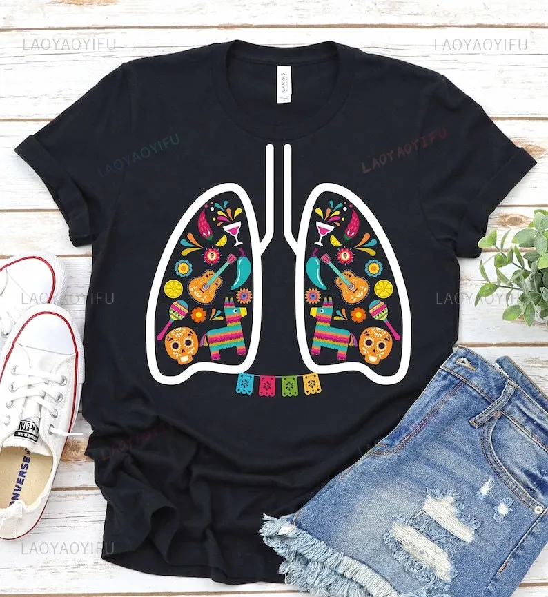 Terapeuta respiratória cinco de mayo impresso camiseta engraçado enfermeira respiratória cinco de mayo mulher homem camisa de algodão ao ar livre topos