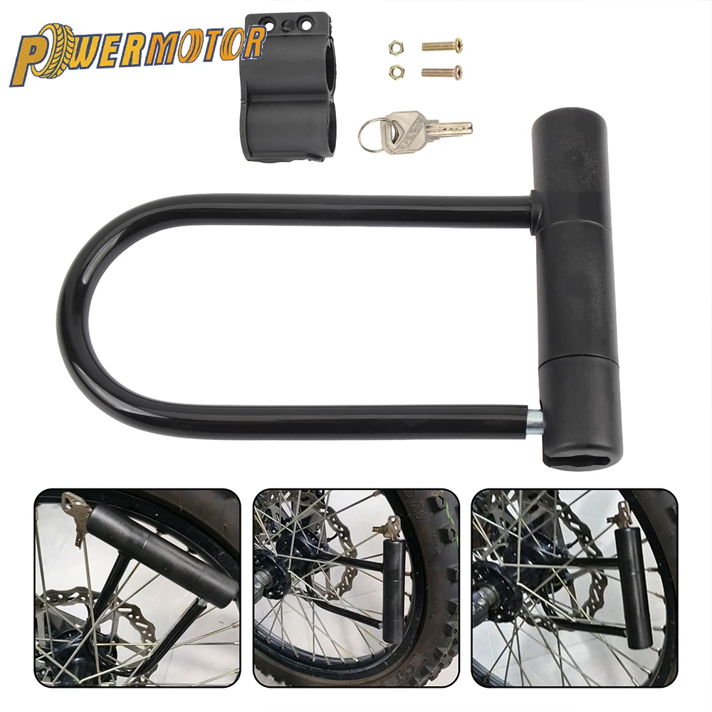 Motorcycle U Lock Portables Mini Bike Wheel Lock With Key Anti-theft Safety Scooter Cycling Bicycle Accessories