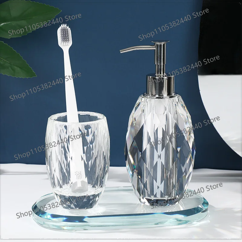 Simple light luxury crystal hand sanitizer bottle, toilet, Nordic bathroom, household goods, hotel toothbrush cup set