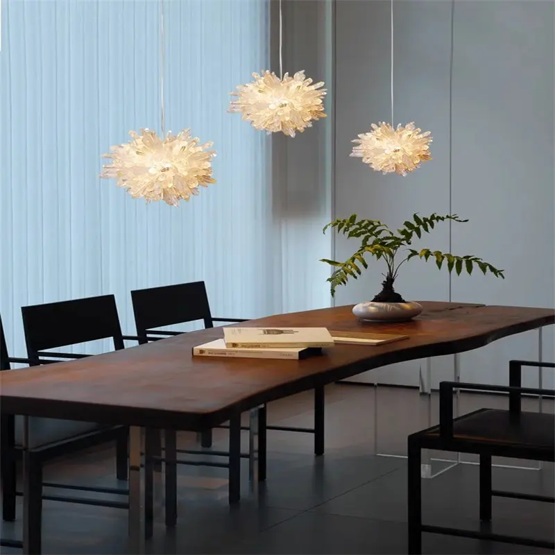 Restaurant light luxury natural crystal lamp creative postmodern simplicity Internet celebrity atmosphere personalized dimming