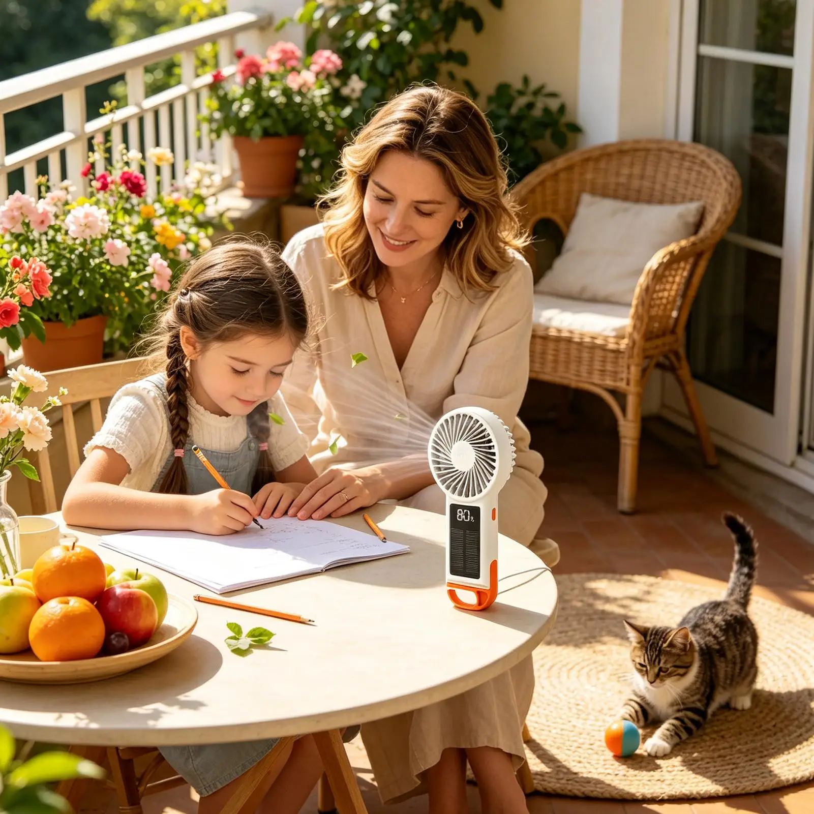 Portable Fan 3-Speed USB Rechargeable Solar Powered Digital Display Summer Tool Personal Fan Handheld With Light For Beach