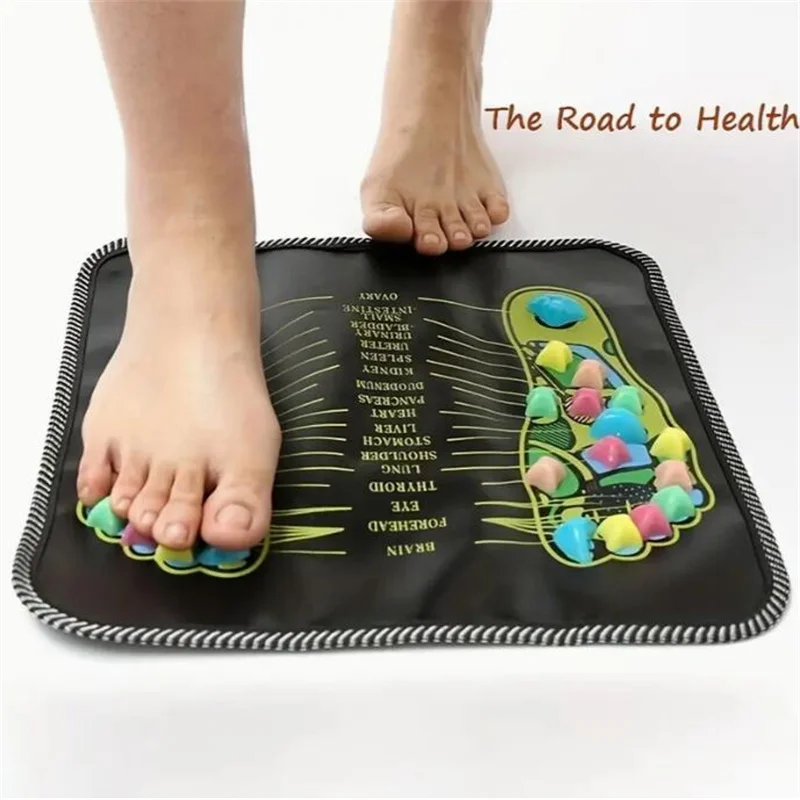 1pcs Walking Stone Foot Leg Pain Health Acupressure Massager Pad Square Foot Colorful Stone Acupressure Point Massage Mat