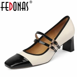 FEDONAS Party Prom Office Women Pumps High Heels Genuine Leather Buckle Mary Janes Shoes Woman Spring Summer Elegant Fashion New