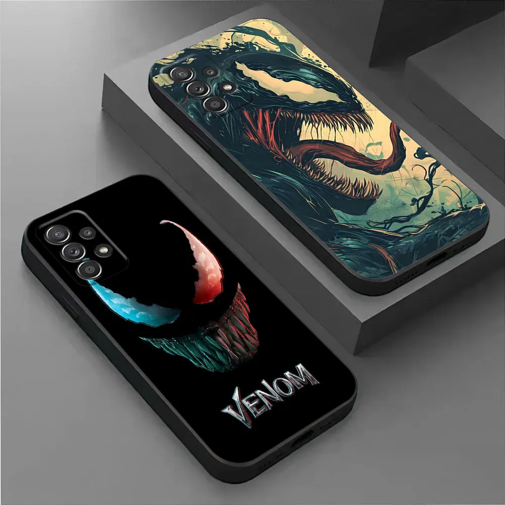 Marvel Black VENOM Art Phone Case For Samsung Galaxy A17 A57 A37 5G A07 A55 A54 A34 A35 A25 A15 A56 A36 A26 A16 A06 Cover Shell