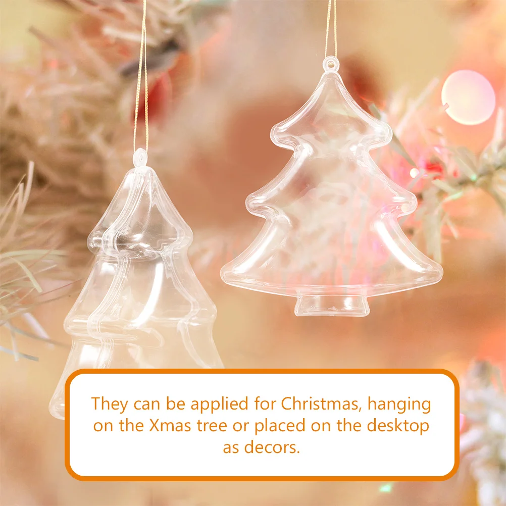 

12 Pcs Plastic Christmas Tree Ornaments Decorations Balls Transparent Clear Fillable Shape Man