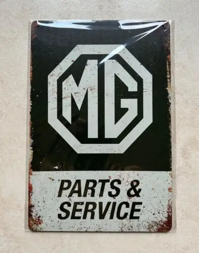 MG PARTS y SERVICIO Letrero de METAL MAN CAVE BAR PUB GARAGE TRAJE COCHE 20x30cm
