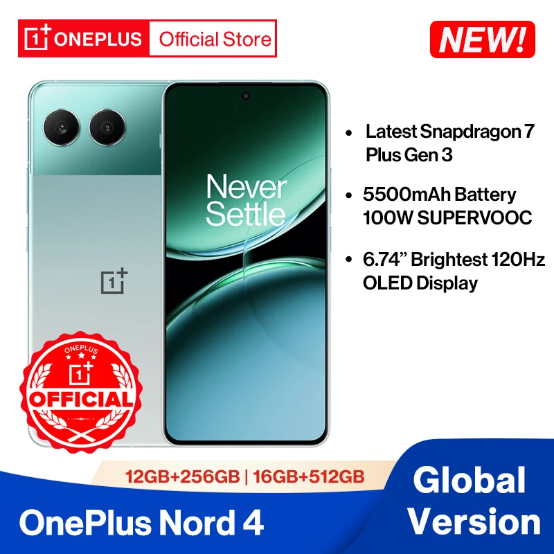 New OnePlus Nord 4 Global Version Snapdragon 7 Plus Gen 3 Sony 50MP Camera 5500mAh Battery 100W SUPERVOOC Charge 6.74