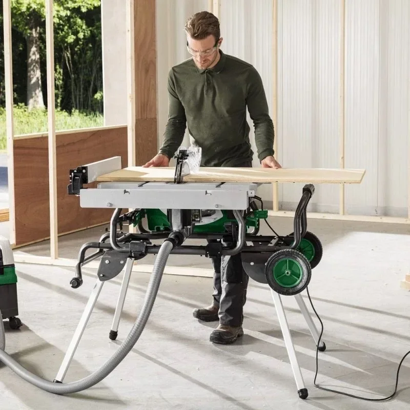 Woodworking Table Saw C10RJ(X) Dust-Free Cutting Machine 10-Inch Blade Mitre Saw Electric Circular Saw with Fold & Roll Stand
