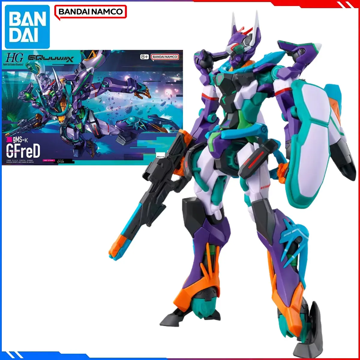 Genuíno bandai original gundam figura modelo kits hg msgg1/144 anime figuras gquuuux gfred modelo de ação brinquedos de natal presente