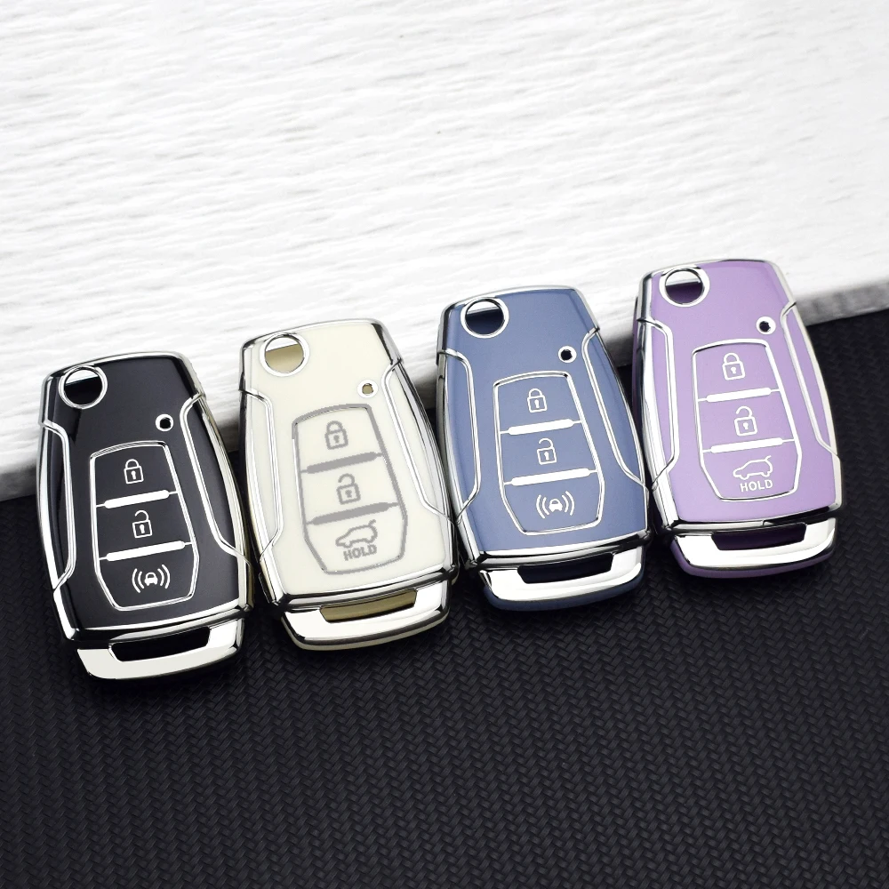 Funda de TPU para Llave de Coche con 3 Botones para SsangYong Korando Tivoli Musso Actyon Kyron Sanka, Carcasa para Llave, Llavero, Accesorios para Auto