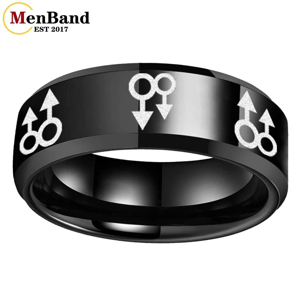 

MenBand 6MM 8MM Laser Engraved Homosexual Logo Men Women Tungsten Band Ring Plane Chamfer Polishing Shiny Comfort Fit