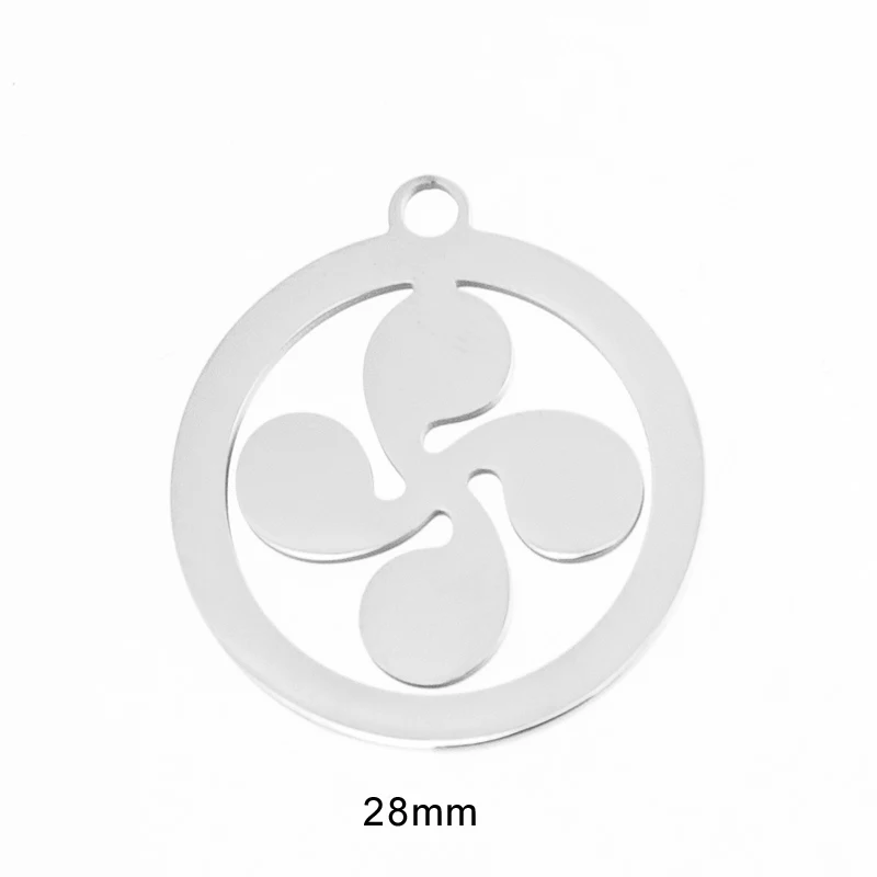 Pendentif en acier inoxydable, 10 pièces, Risul Lauburu, quatre têtes, croix, symbole de Star, soleil, keltic, miroir