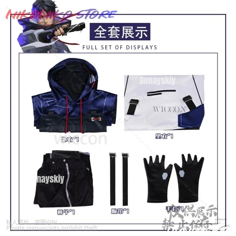 2020 ISO تأثيري لعبة Valorant أنيمي زي فاسق وسيم سترة معطف هوديس السراويل شعر مستعار أسود Cutecore الدعائم هالوين تأثيري #6