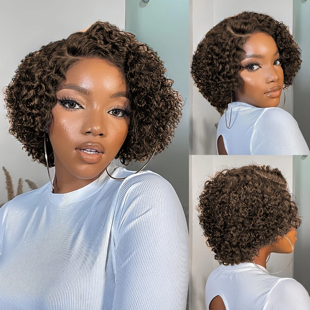 

13x4 Transparent Lace Frontal Wig Water Wave Curly Wave Human Hair Wig 150% Density 8Inch Brazilian Remy Human Hair Wig