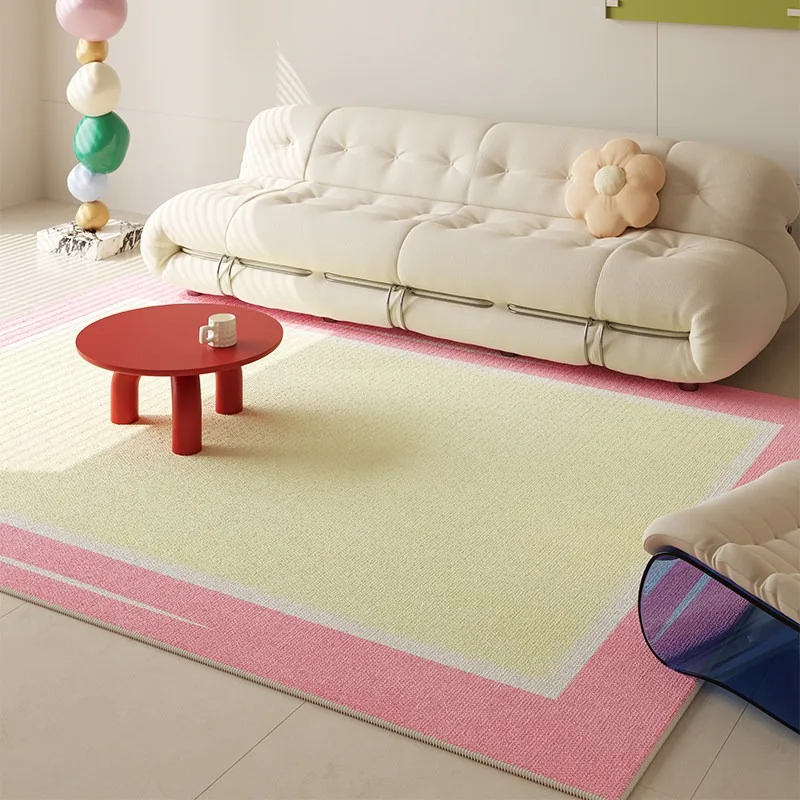 Living Room Rug Soft Fluffy Comfortable Floor Mat Dopamine Pink Geometric Pattern Carpet Large Area Home Decoration Rugs Ковер