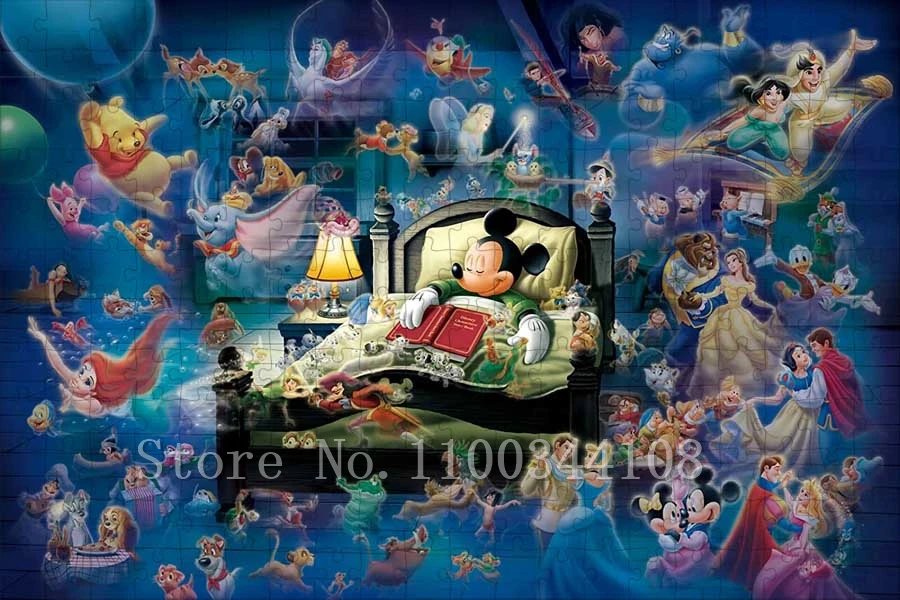 Mickey's Dream Jigsaw Puzzle 1000 Pieces Disney Cartoon Character Puzzles for Parent-Child Interactive Assemble Game Toys