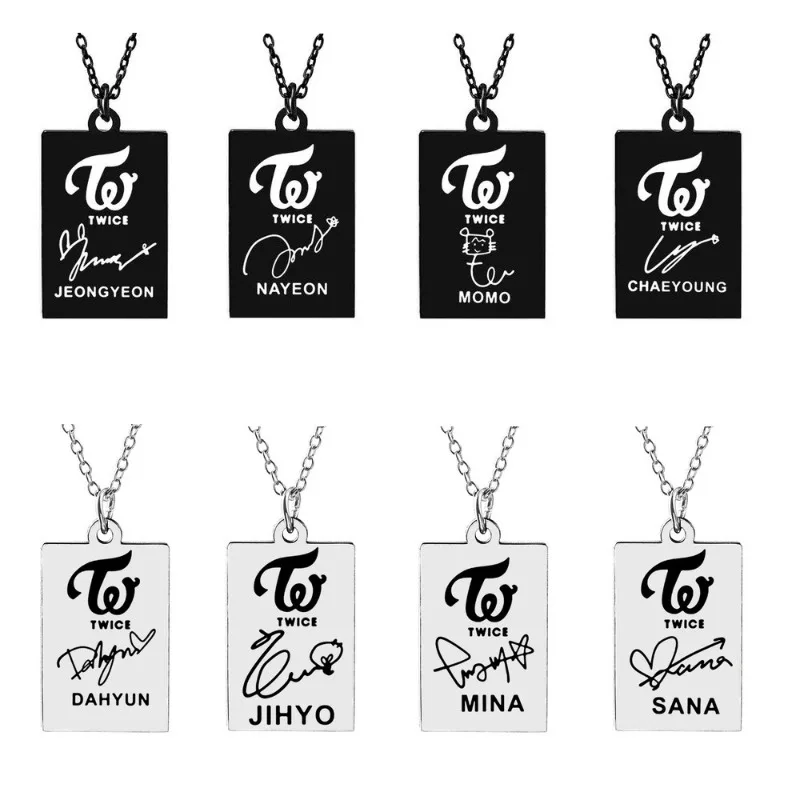 KPOP Girls Group Twice Album Twice Necklace Korean Fashion Stainless Steel Jewelry Accessories Rock Collar for Men Women Gift