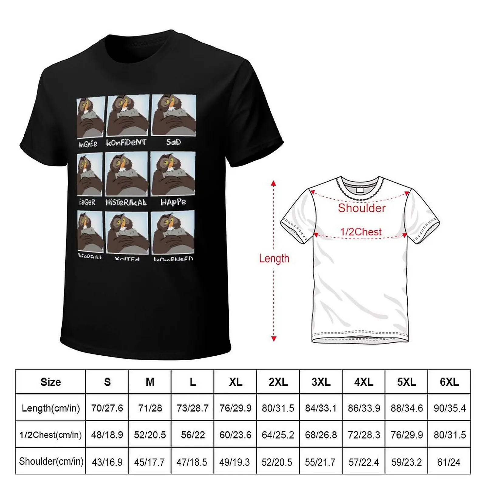 The Many Faces of Owl T-Shirt Fashion Print Casual Short Sleeve