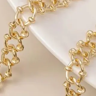 سلسلة QQ الخشنة الرجعية المطلية بالذهب عيار 14 قيراط على الطراز الأوروبي الأمريكي DIY إكسسوار قلادة سوار مصنوع يدويًا