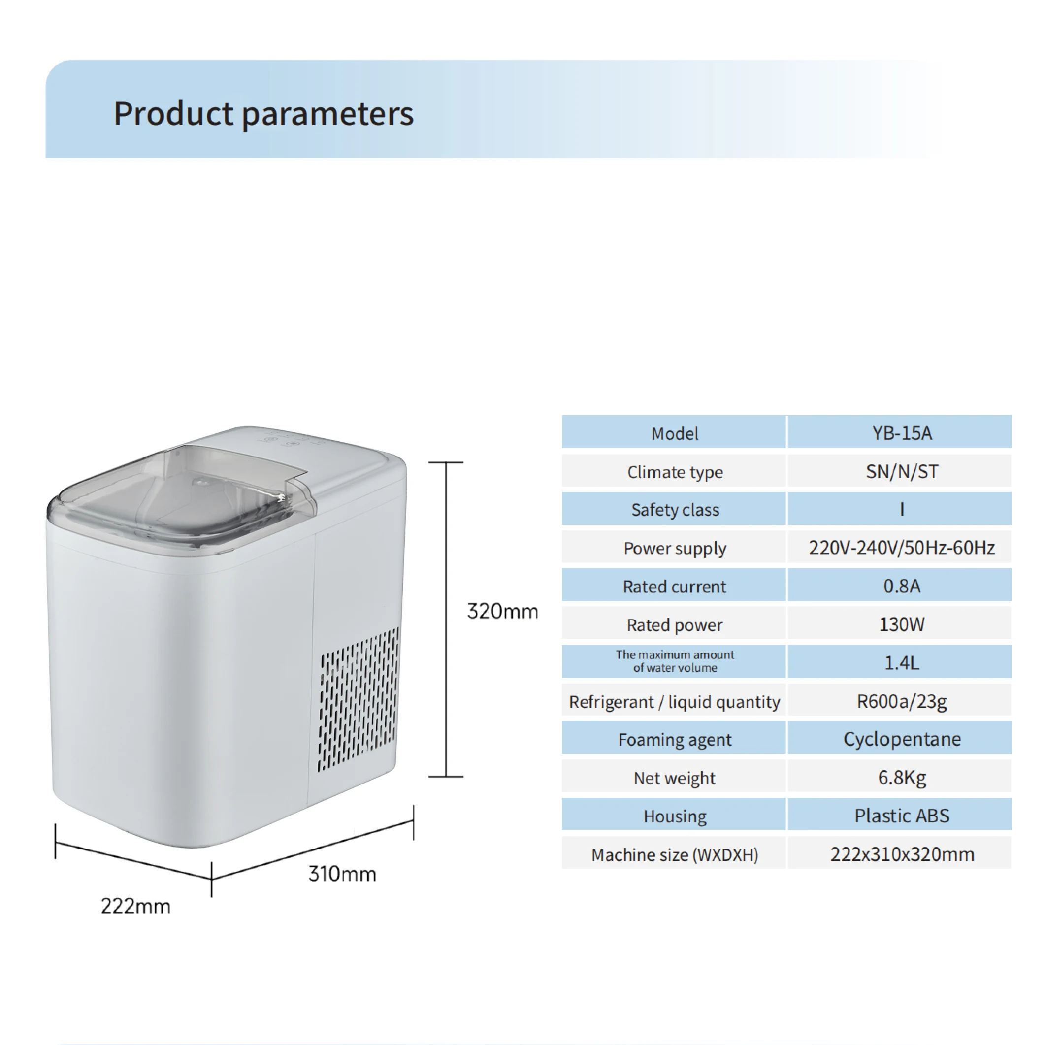 Automatic ice maker machine, Self- Cleaning, Countertop Size, 26 Pounds in 24 Hours, Cubes 6 Minutes, LED Control Panel, With a