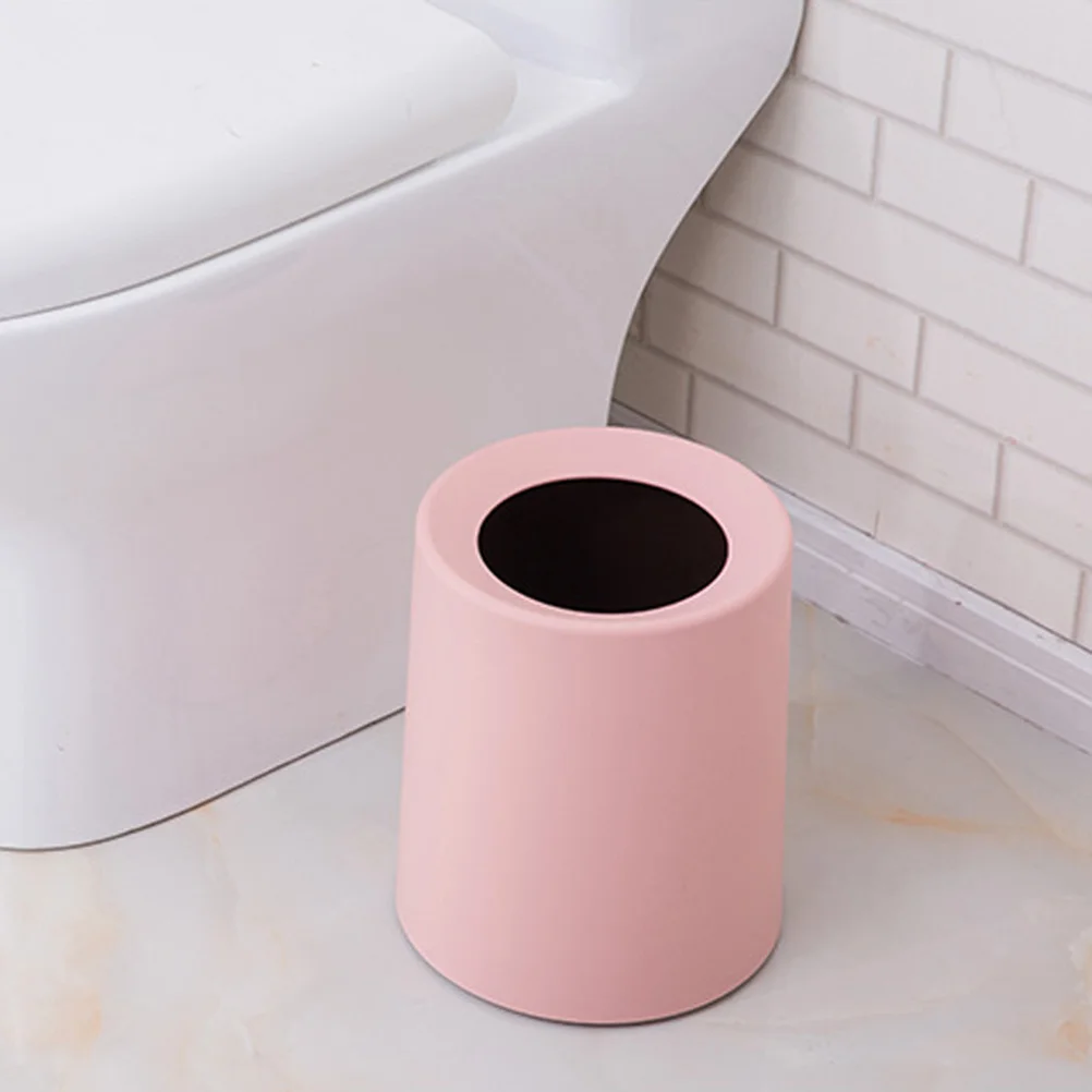 

Frosted Plastic Trash Bin Pink 8L Plain Color Desktop Garbage Container for Bedroom Living Room Small Office Wastebasket