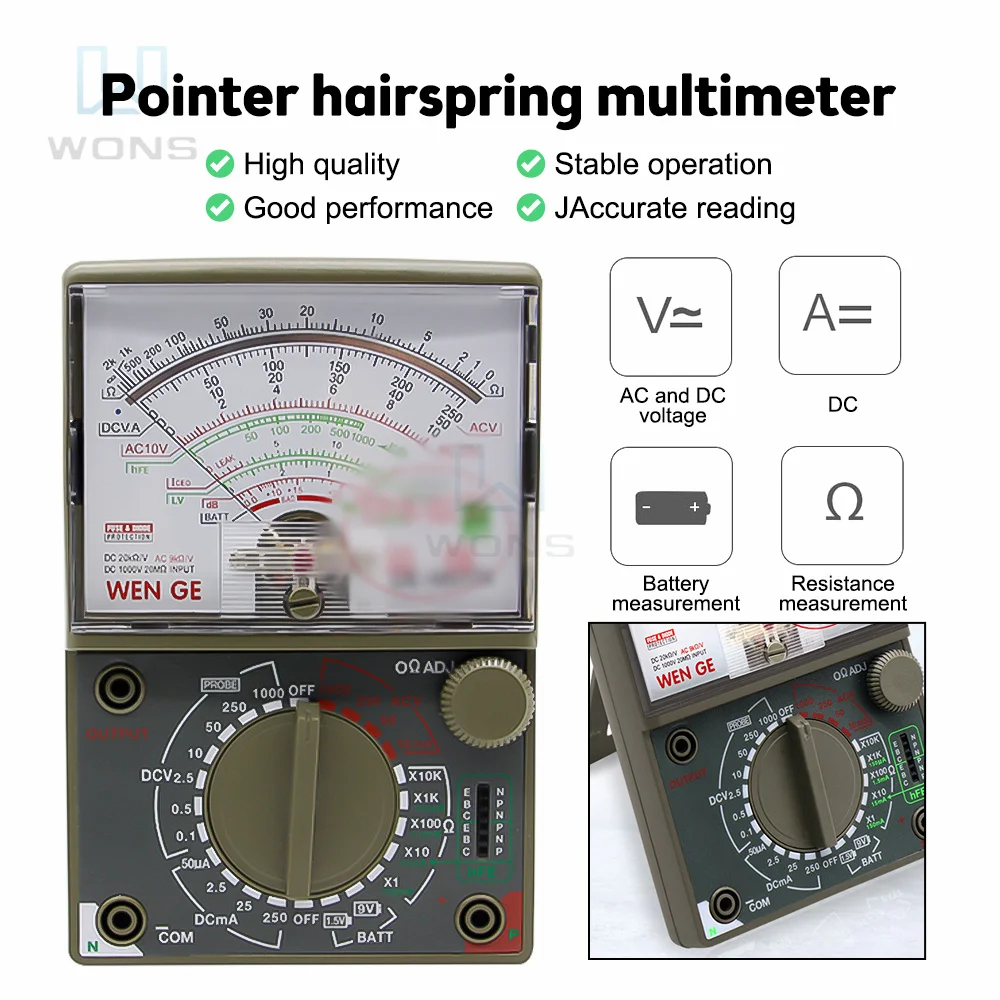 tipo Ponteiro Multímetro Mecânico ac dc Volt Ohm Multifunções Eletricista Técnico Manutenção Medidor Universal De-960tr