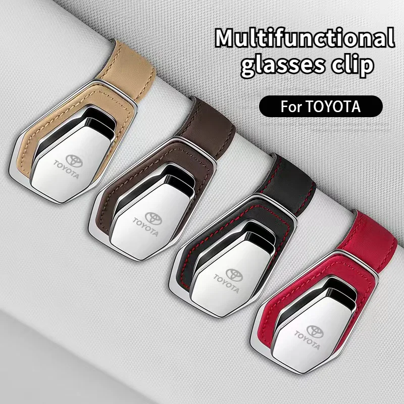 for Toyota car glasses case leather sun visor sunglasses car metal holder card ticket holder glasses holder car accessories fast