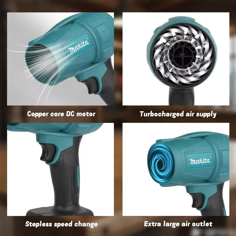 Soprador Turbo Jet Makita 30000RPM, Ventilador Elétrico de 18V, Ferramenta de Limpeza de Carro Recarregável