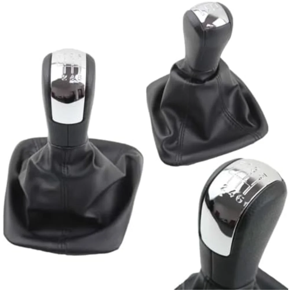 Sale High Quality Gear Knob Chrome Leather Dust Cover Set For Skoda For Octavia 2 2004-2013 Car Accessories  Sale