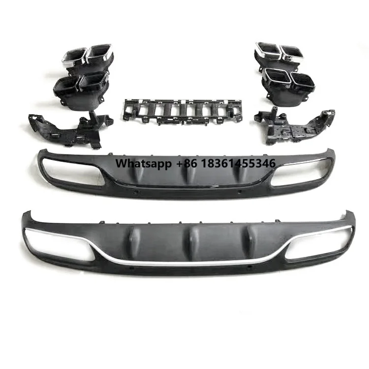 

C63 Style Two Doors Rear Diffuser Exhaust Tips Bumper Lip For C Class W205 C205 Coupe 2015-