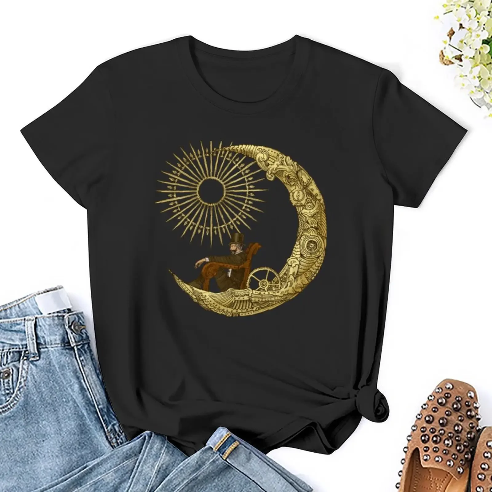 Moon Travel T-shirt Koreaanse mode op maat gemaakte t-shirtjurk voor dames plus size sexy