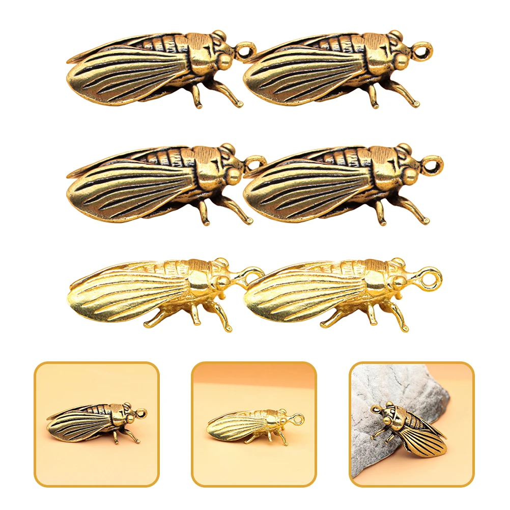 

Alipis 6pcs Brass Insect Figurines Cicada Craft Ornament Desktop Decor Key Chain Interior Adornment Creative Home Decoration