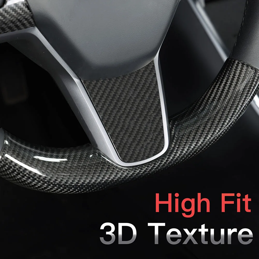 Real Carbon Fibre Car Steering Wheel Cover For Tesla Model 3 (2017-2023) Model Y (2017-2025) Interior Accessories