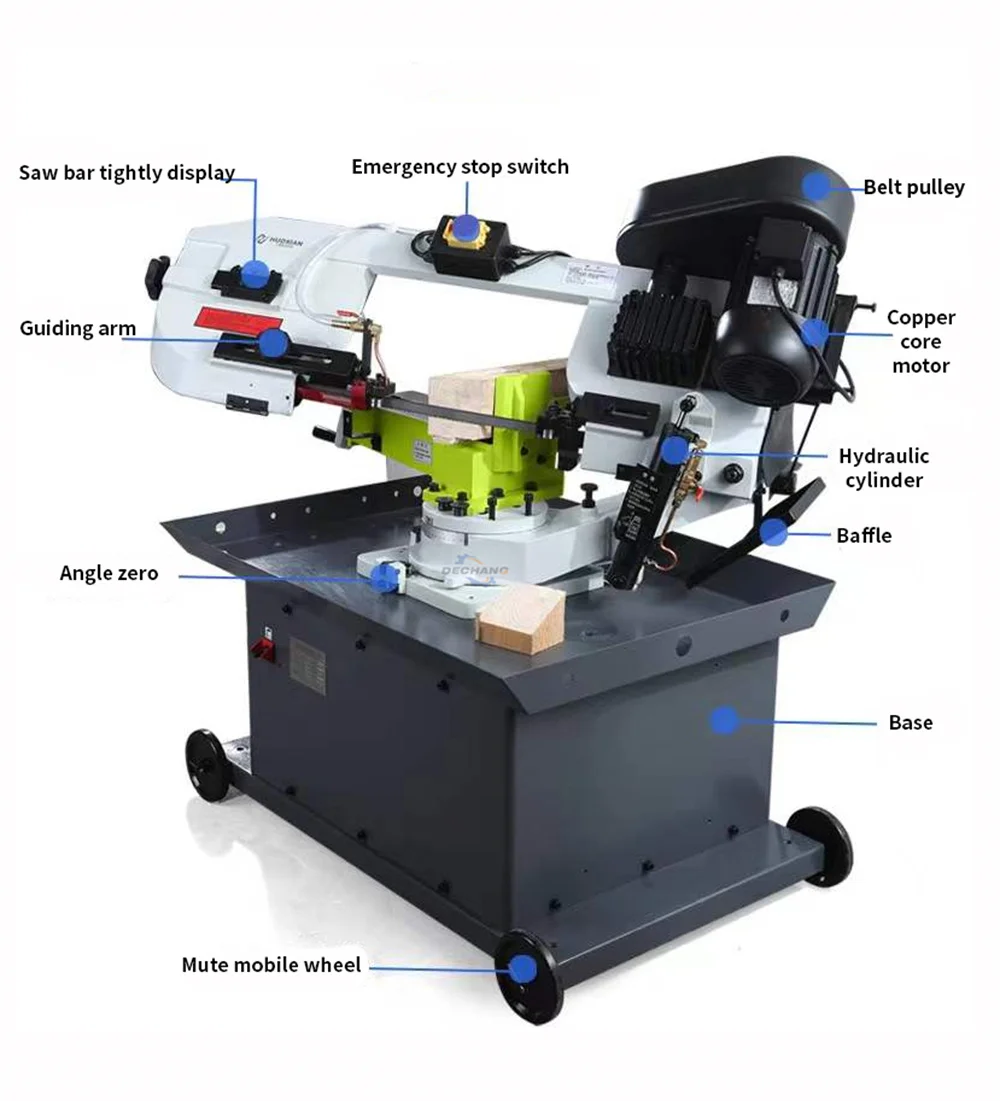

BS-712R Универсальная моторизованная ленточная пила с механическим натяжением, стальное полотно 1,1 кВт для резки