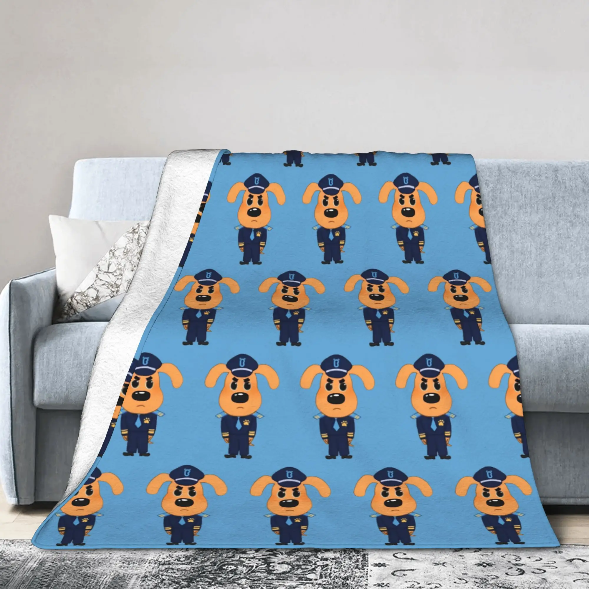 Sheriff Labrador Cartoon Blankets Dog Plush Throw Blankets Bedding Couch Printed Lightweight Bedspreads