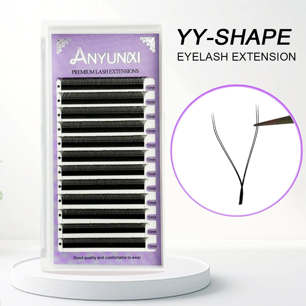 ANYUNXI YY Shape Lashes 2D 0.07 Faux Mink Natural Soft Brazilian Eyelash Premade Volume Fan Lashes Extension  Wholesale OEM