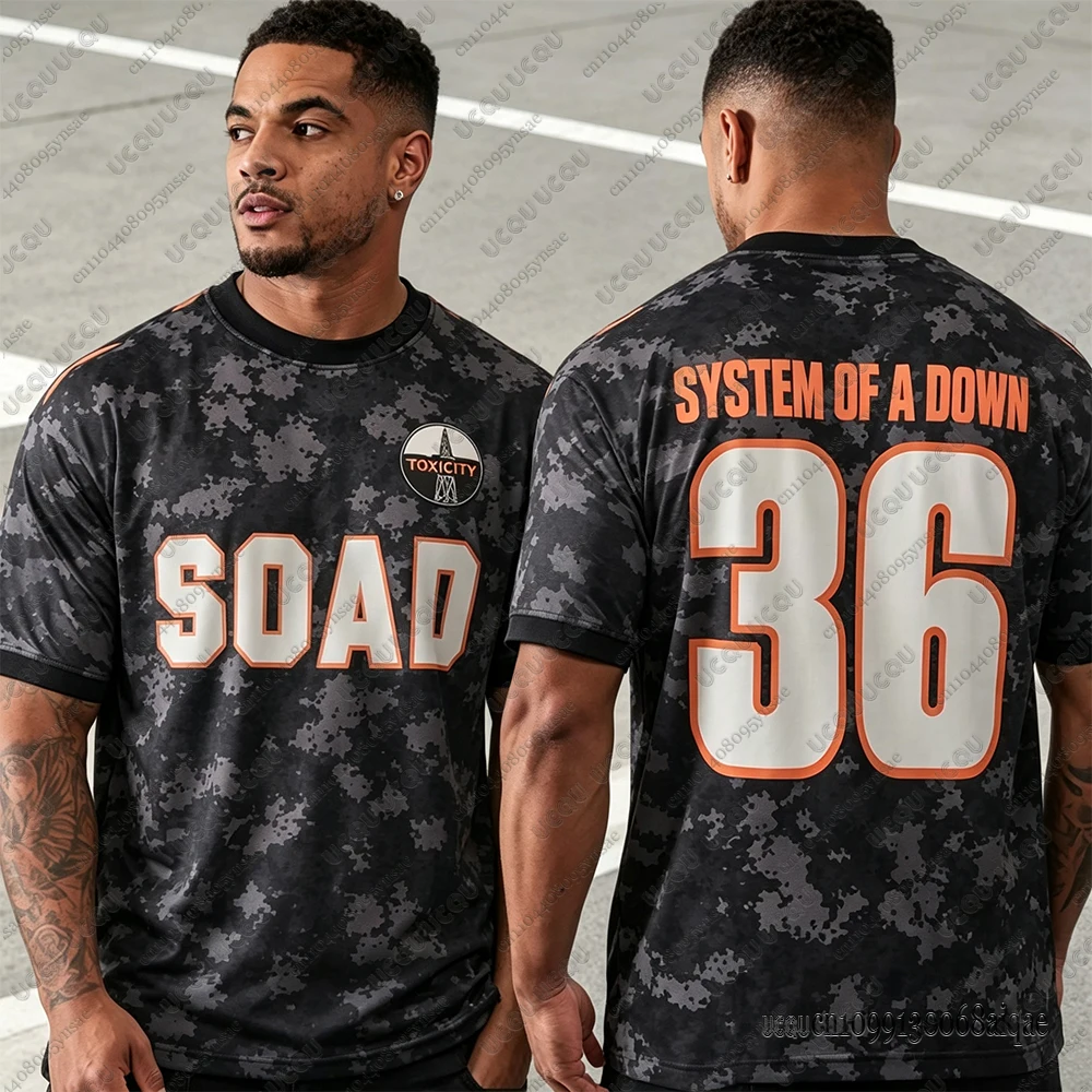 2026 SOAD System Of A Down Tour Fußballtrikot für Herren – Sommerliches, schnelltrocknendes Rock-T-Shirt mit Rundhalsausschnitt, lässige Sport-T-Shirts, Herren-Oberteile – Detail 9