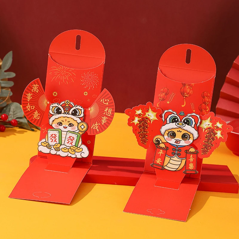 Busta rossa 3D Hongbao Cinese Festival di Primavera Decorazione Serpente Capodanno Pacchetto rosso 2025 Sacchetto di soldi fortunato per i regali dei bambini